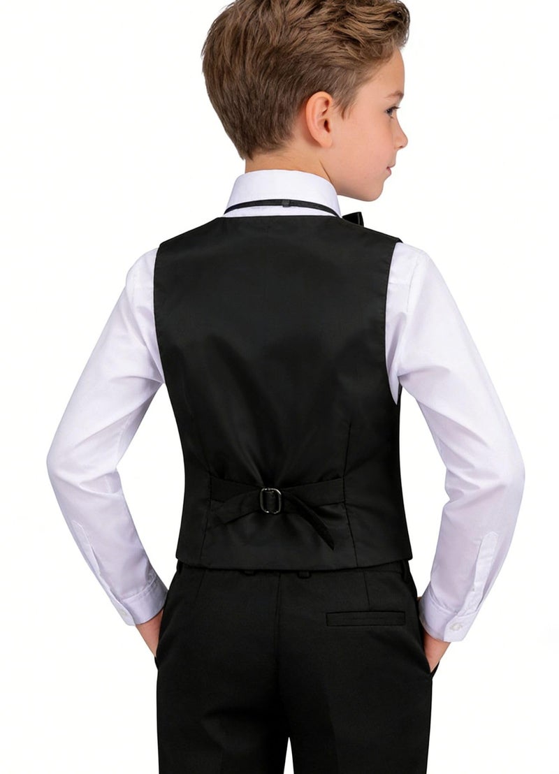 Addneo Suits for Boys Easter Outfits Kids Suit Black Dress Pants Vest White Shirt Boys Suits Size 12 - Image 2